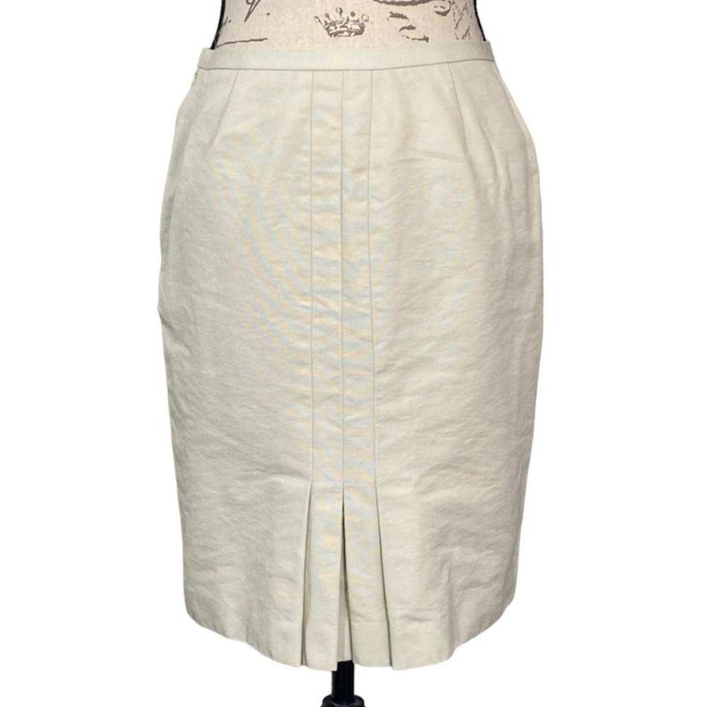 Ann Taylor Pleated Skirt 100% Cotton Size 4P Cream